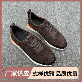 新款男士手工小牛皮休闲小白鞋 前系带圆头四季舒适百搭休闲鞋