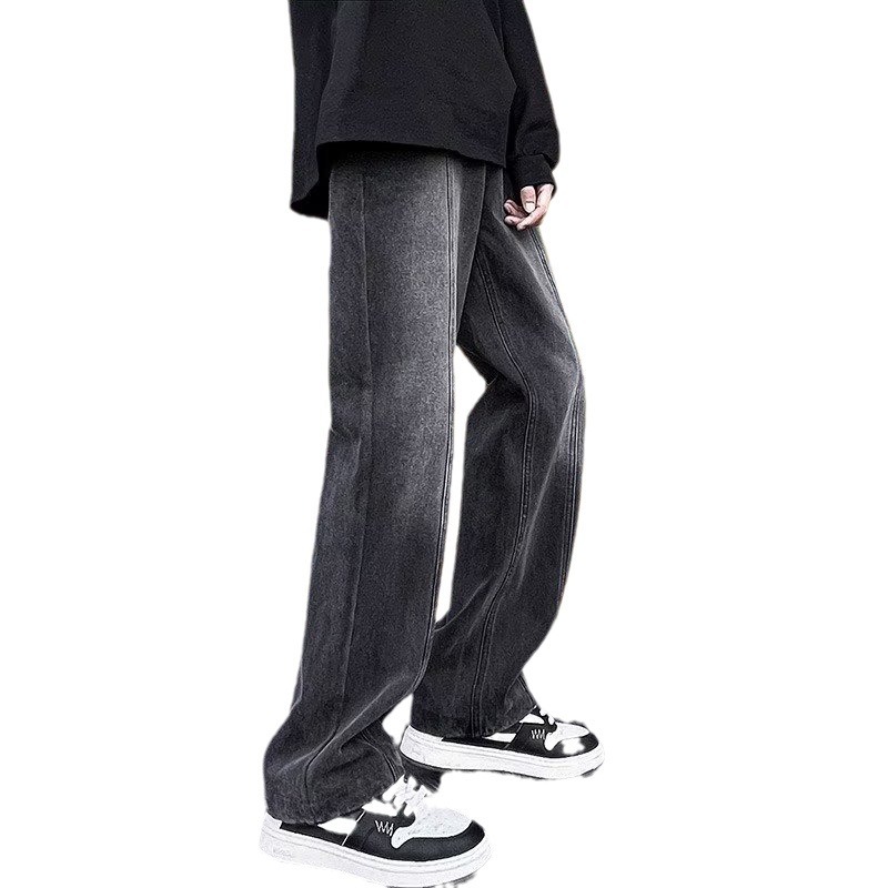 2024 hombres de moda otoño e invierno pantalones sueltos de otoño simples y versátiles tendencia coreana retro pantalones vaqueros de trapeador de pierna ancha control