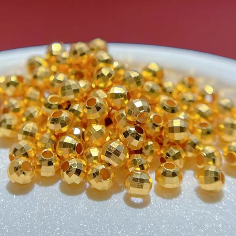 Pure 18K gold disco ball laser turning luck gold beads loose beads gold beans Lulu Tong beaded DIY accessories water shell gold