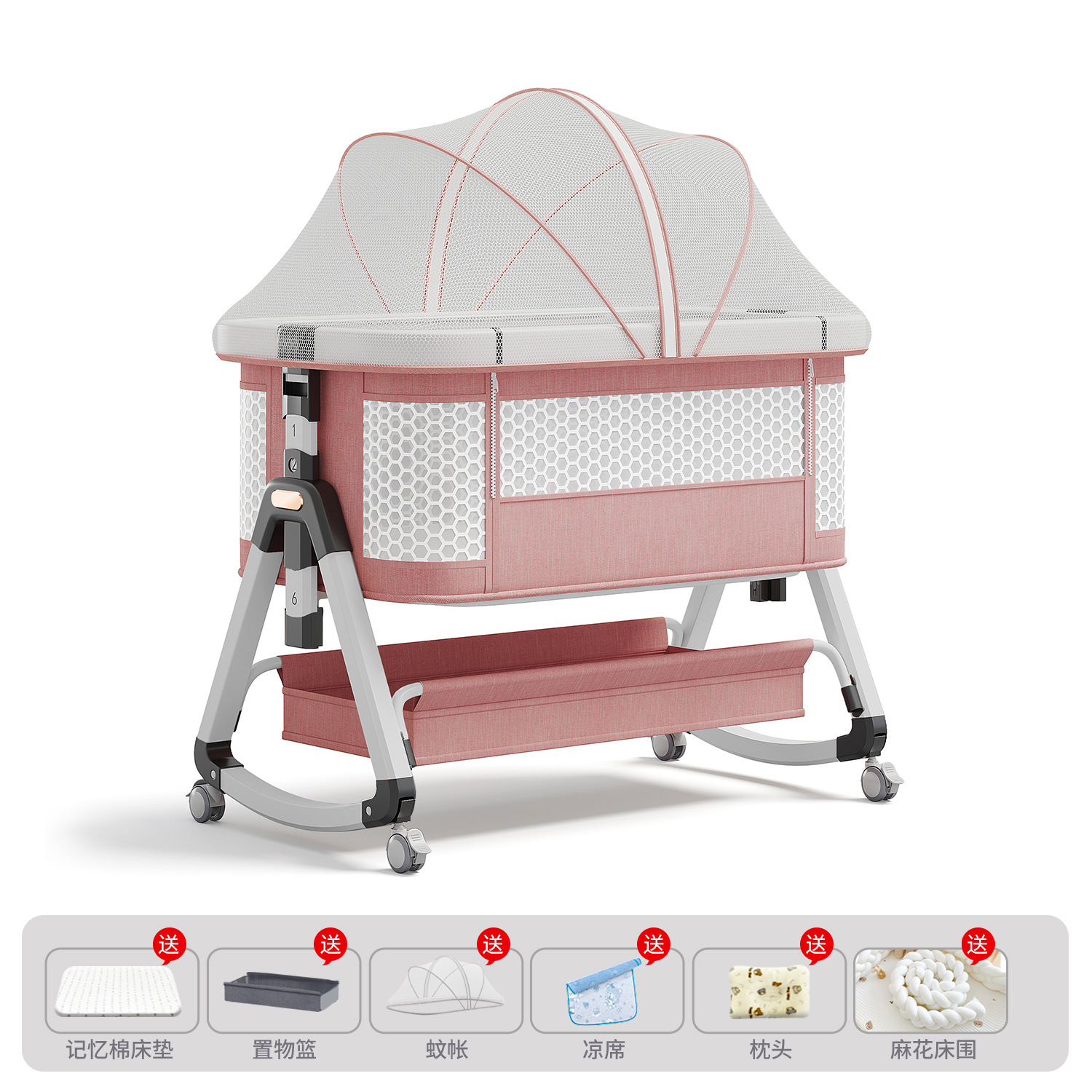 Cama de bebé móvil portátil cuna cama plegable multifuncional BB cama para recién nacidos empalme cama grande