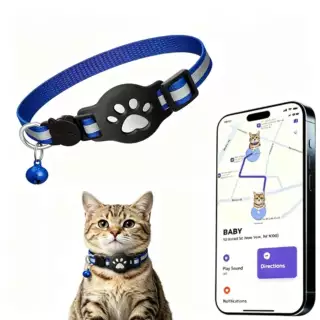 跨境亚马逊猫咪定位项圈适用苹果系统定位器防水反光宠物项圈防丢