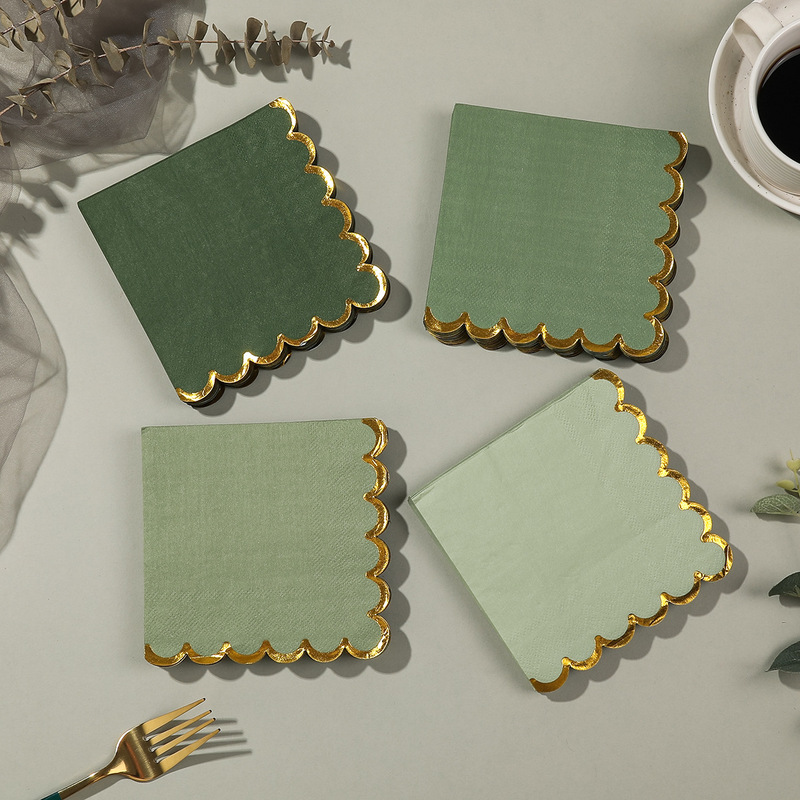 Napkin Cross-border Explosions Solid Color Bronzing Lace Wedding Party Party Hotel Decorative Supplies Disposable Tissue