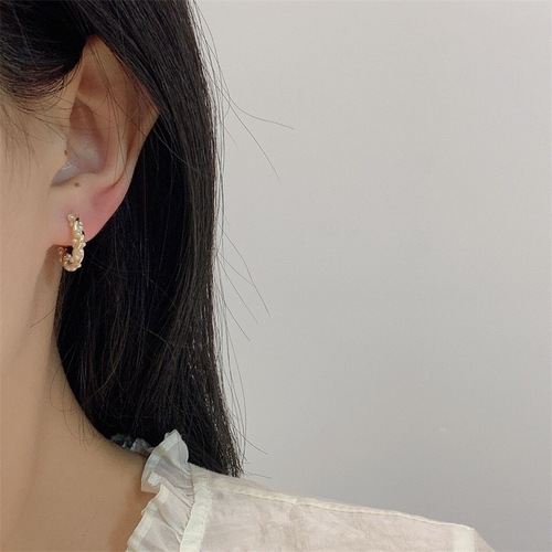 S925 silver needle circle pearl earrings for women spring and summer new niche temperament retro light luxury high-end design earrings