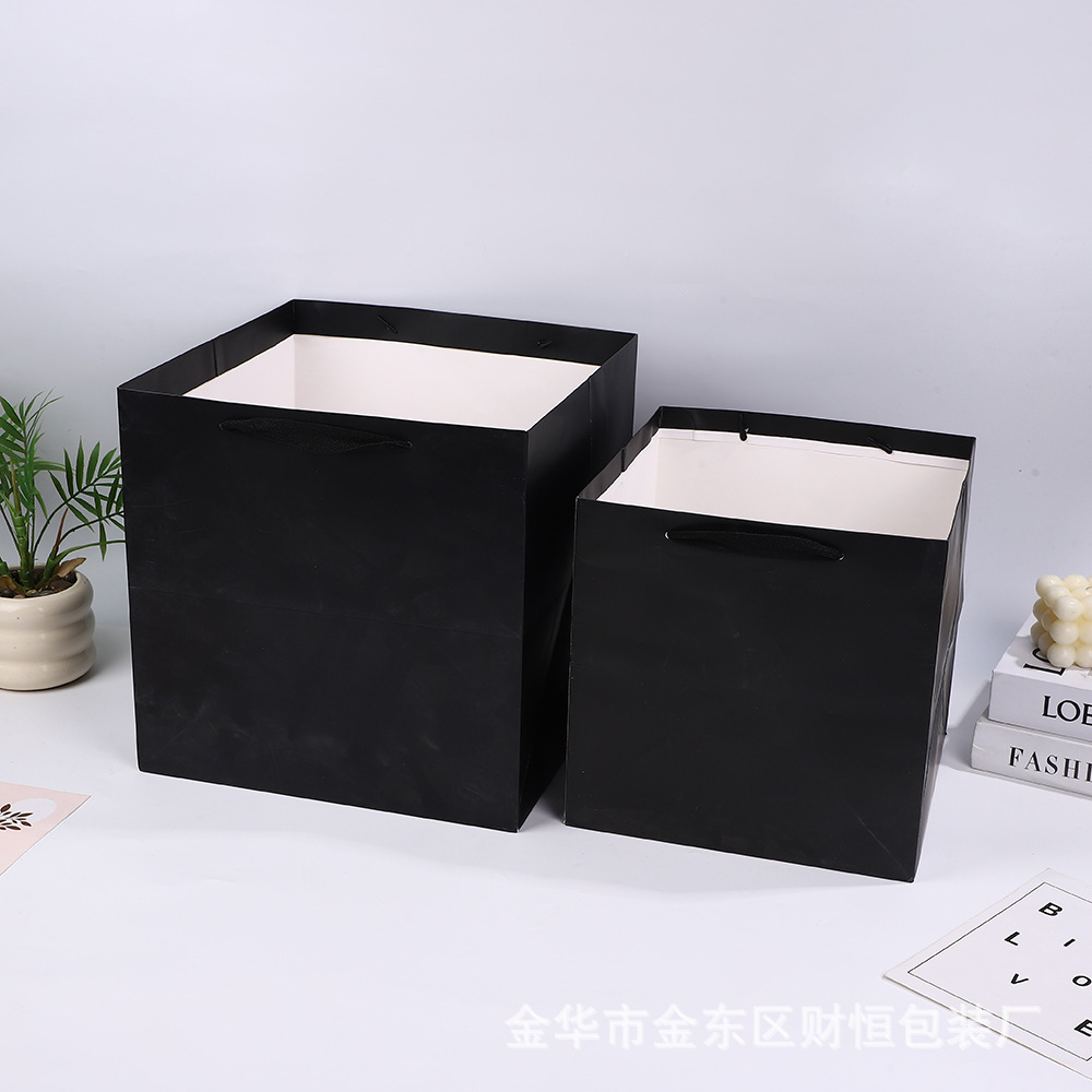 正方形纸袋鲜花店手提袋蛋糕花束礼物包装袋方底礼品袋现货