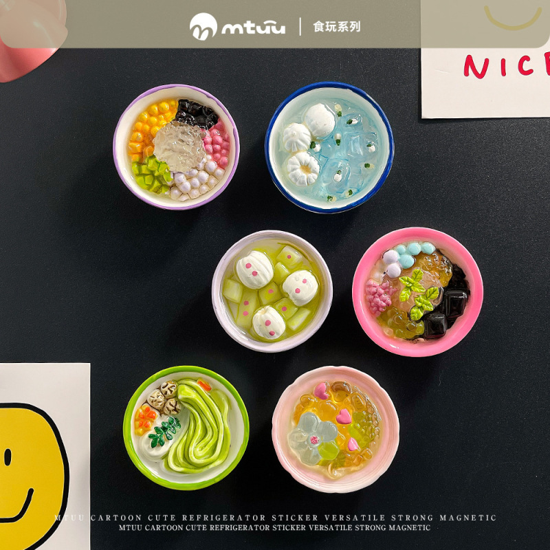 卡通食玩磁吸冰箱贴夏日清爽双皮奶冰碗烘焙留言贴冰箱装饰磁力贴|undefined
