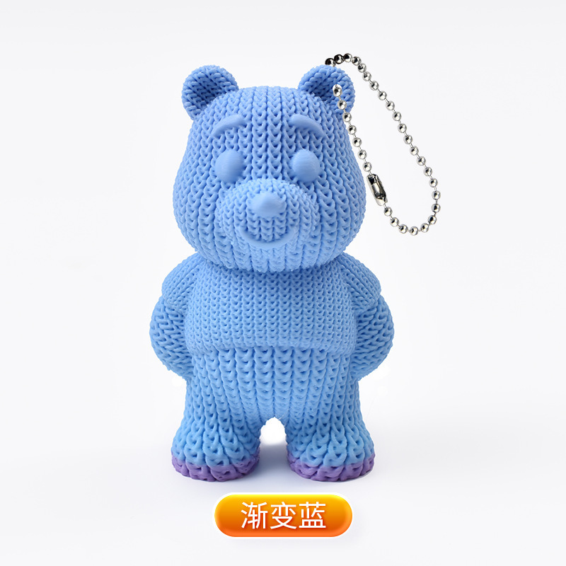 Llavero con Colgante de Osito de Peluche Tejido, Impreso en 3D, Recuerdo, Juguete Impreso en 3D, para Llaves de Coche, Éxito de Ventas Transfronterizo