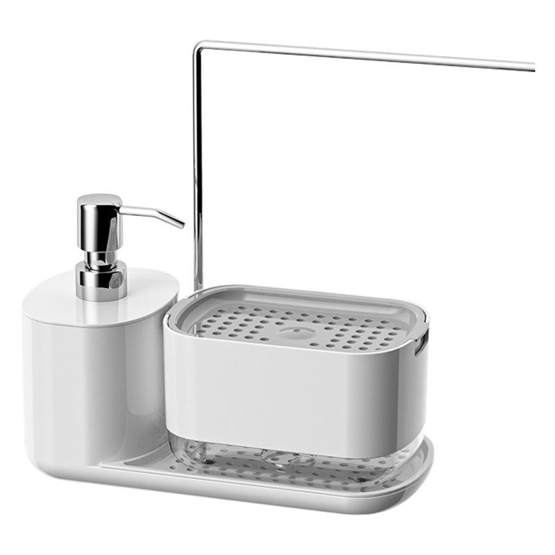 Cocina mejorada manual prensa caja de jabón Acero inoxidable trapo rack dispensador de detergente caja de jabón de escritorio
