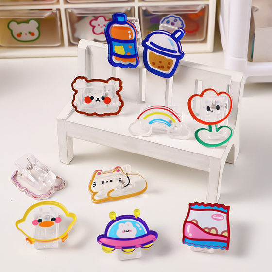 Cartoon Acrylic Clip Cute ins Girl's Heart Snack Seal Clip Student Test Paper Sorting Notes Message Clip