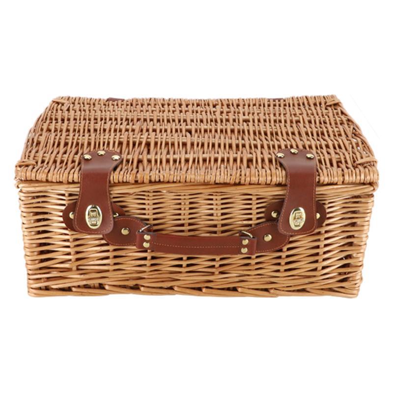 Pastoral canasta de picnic con cubiertos de sauce canasta de comidas portátil excursión camping al aire libre canasta de almacenamiento en línea
