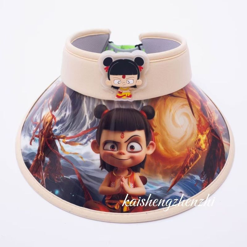 新しい 3D 子供用日よけ帽子抗 UV 屋外大きなつば空のトップ日よけ帽子漫画アニメーション日焼け止め帽子|undefined