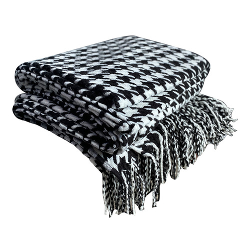 Houndstooth Sofa Blanket Knitted Blanket Office Nap Blanket Bed Builder Bed Flag Bed End Blanket Nordic Style Decorative Blanket