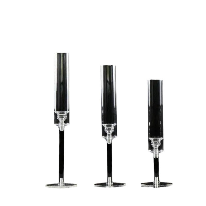 Nuevo candelabro acrílico transparente de tres piezas de decoración de la ventana de la fiesta de bodas salón de bodas de la mesa principal del hotel