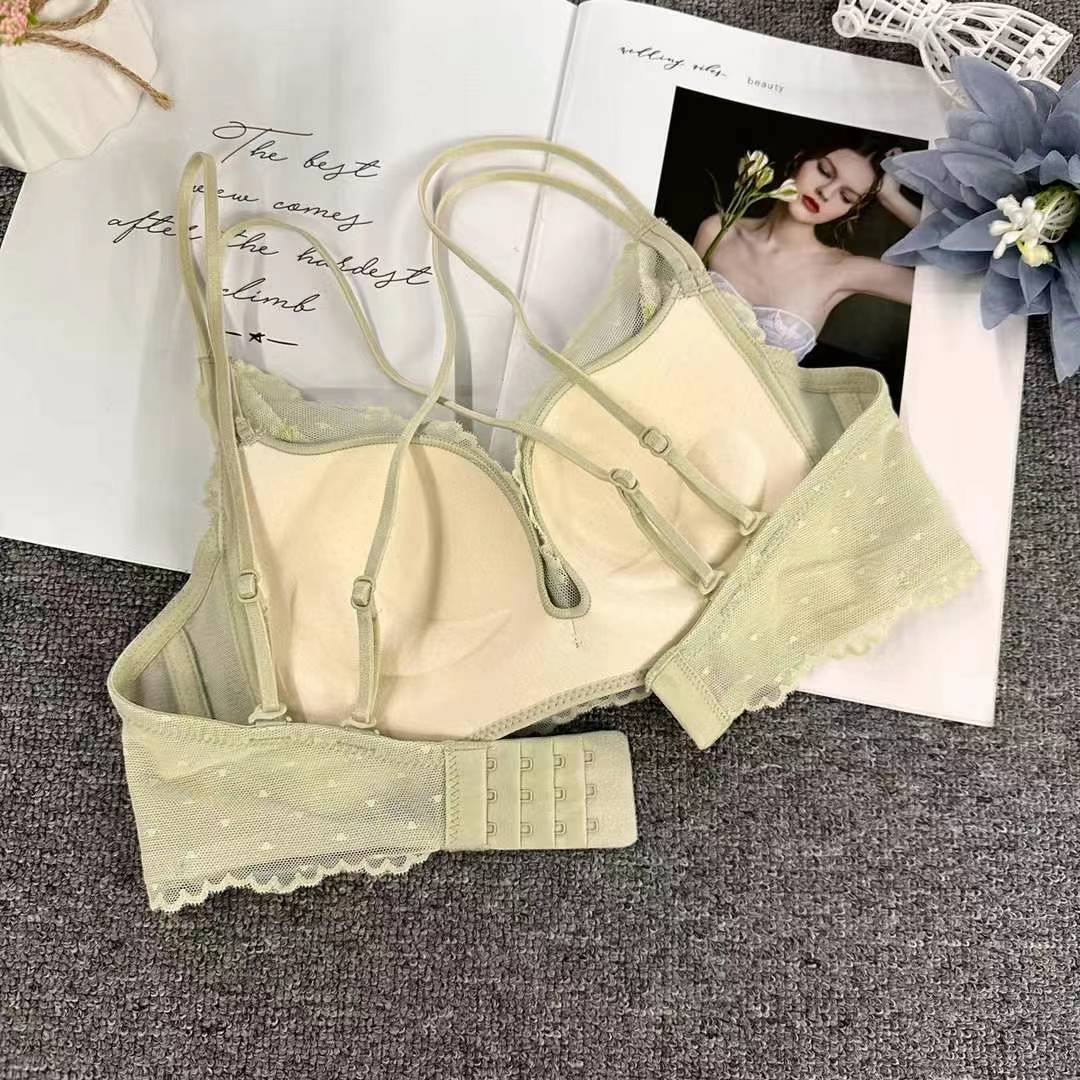 Nuevo sujetador de alta calidad de moda de encaje jacquard transpirable y cómodo ajustable anti-caída reúnen ropa interior de botón múltiple