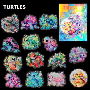 50 transparent laser turtle stickers personalized fantasy cross-border DIY luggage mobile phone case notes waterproof stickers
