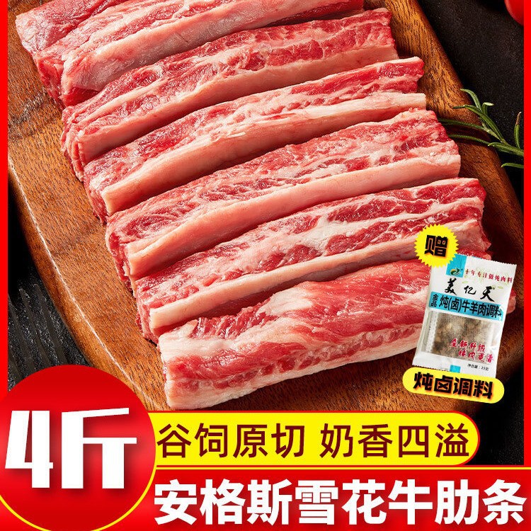 牛肉新鲜谷饲安格斯雪花牛肋条肉烧烤肉食材进口牛腩生鲜商用冷冻