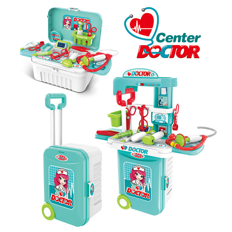Los niños de vestir juguetes jugar casa trolley caso chica doctor herramienta traje caja médica kindergarten regalo de cumpleaños