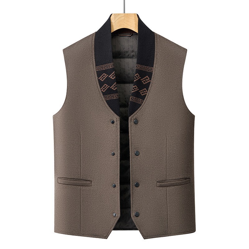 Lightweight down Vest Men's New Winter Woolen Suit Vest Middle-Aged Dad Liner Jacket