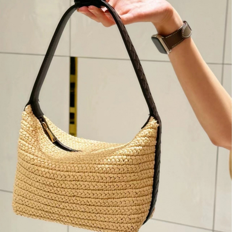 2024 Summer New Style Raffia Hand-Woven Women's Bag, Portable Lunch Box Bag, Small Handbag