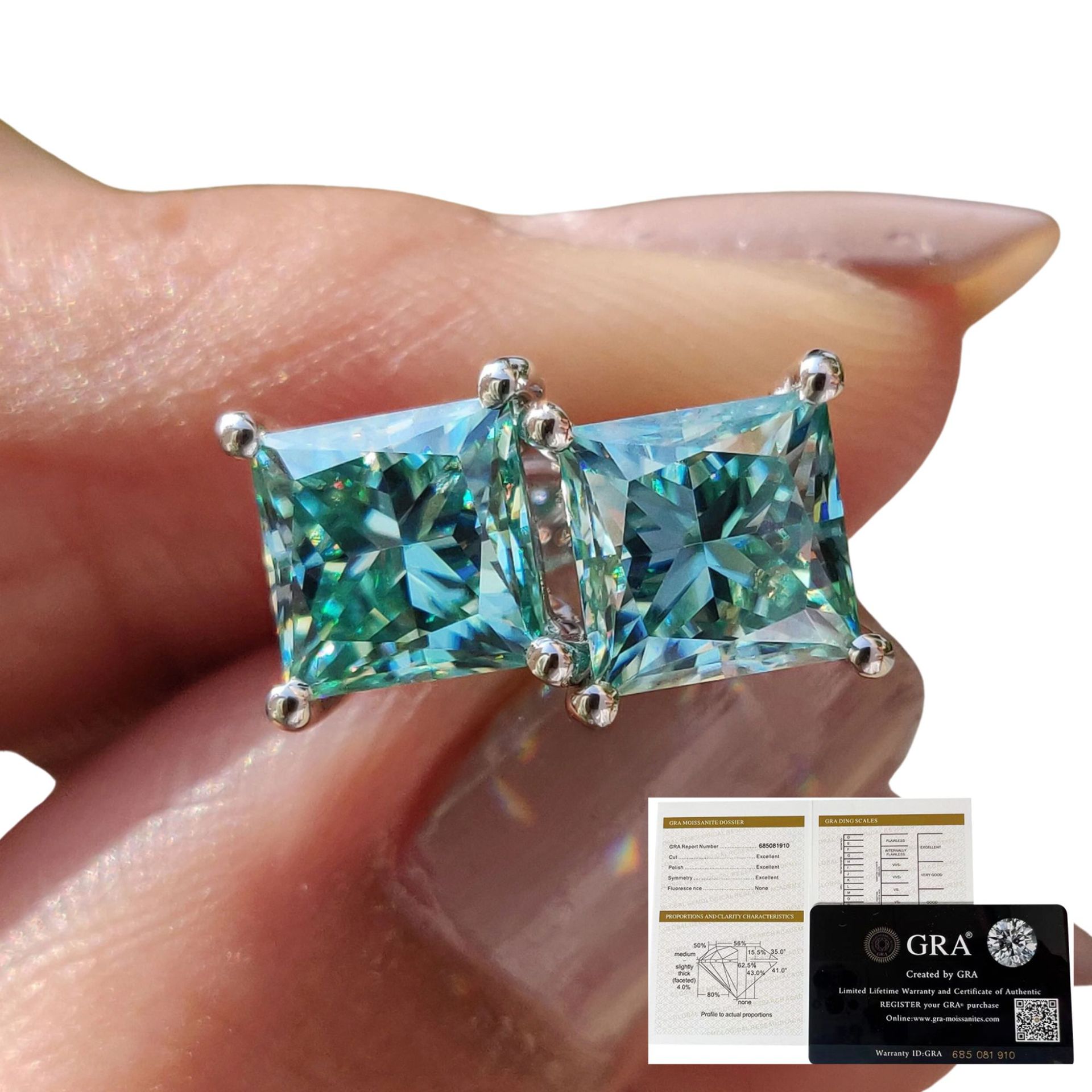 블루그린 프린세스 귀걸이 (상품+증명서)