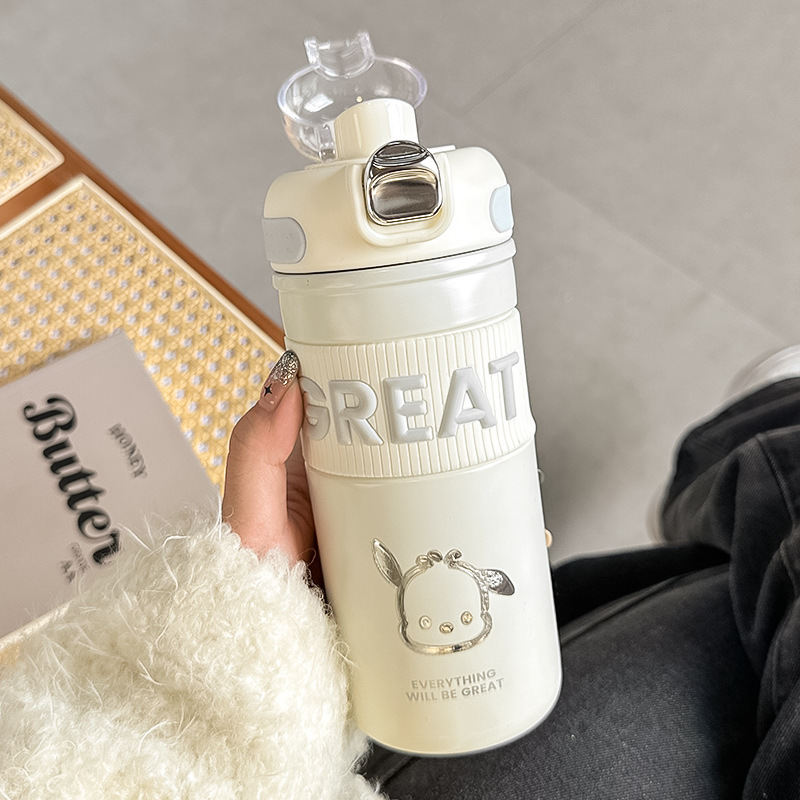 Suction cup girl's simple high-value water cup student portable double drinking mouth accompanying coffee cup large capacity thermos cup Suction cup girl's simple high-value water cup student portable double drinking mouth accompanying coffee cup large capacity thermos cup