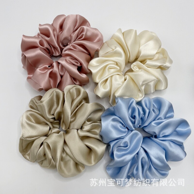 French Wide-brimmed Silk Large Intestine Hair Ring Large Multi-pleated Extended Mulberry Silk Hair Ring 19 Mm Hair Accessories