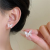 Silver needle, fashionable earrings from pearl, silver 925 sample, Korean style, light luxury style, wholesale