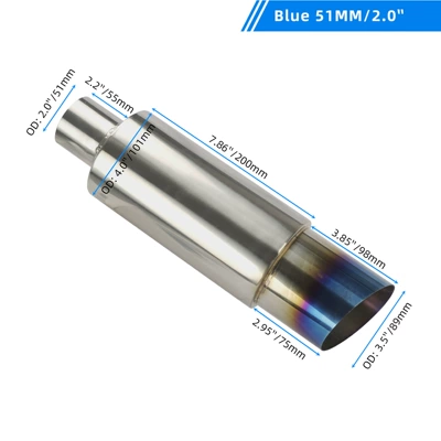 Car exhaust pipe modification direct exhaust silencer N1 style universal stainless steel tail drum 51 57 63MM (Exhaust pipe) - 51-unlabeled-blue-plated