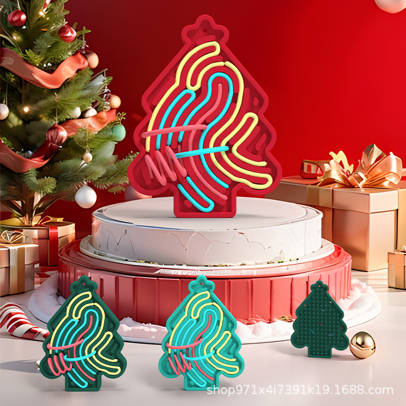 Amazon venta caliente de placas sensoriales de Navidad árbol de silicona material versión descomprimida puzzle niños regalos de Navidad al por mayor