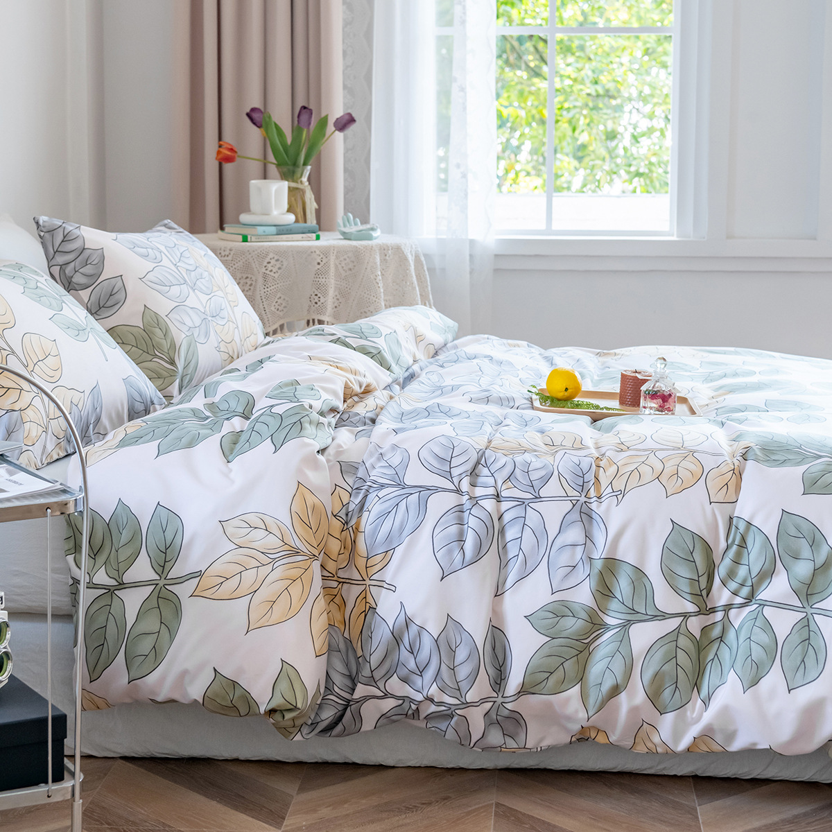 外贸家纺床上用品三件套件 磨毛印花亚马逊热销欧美尺寸被套套件