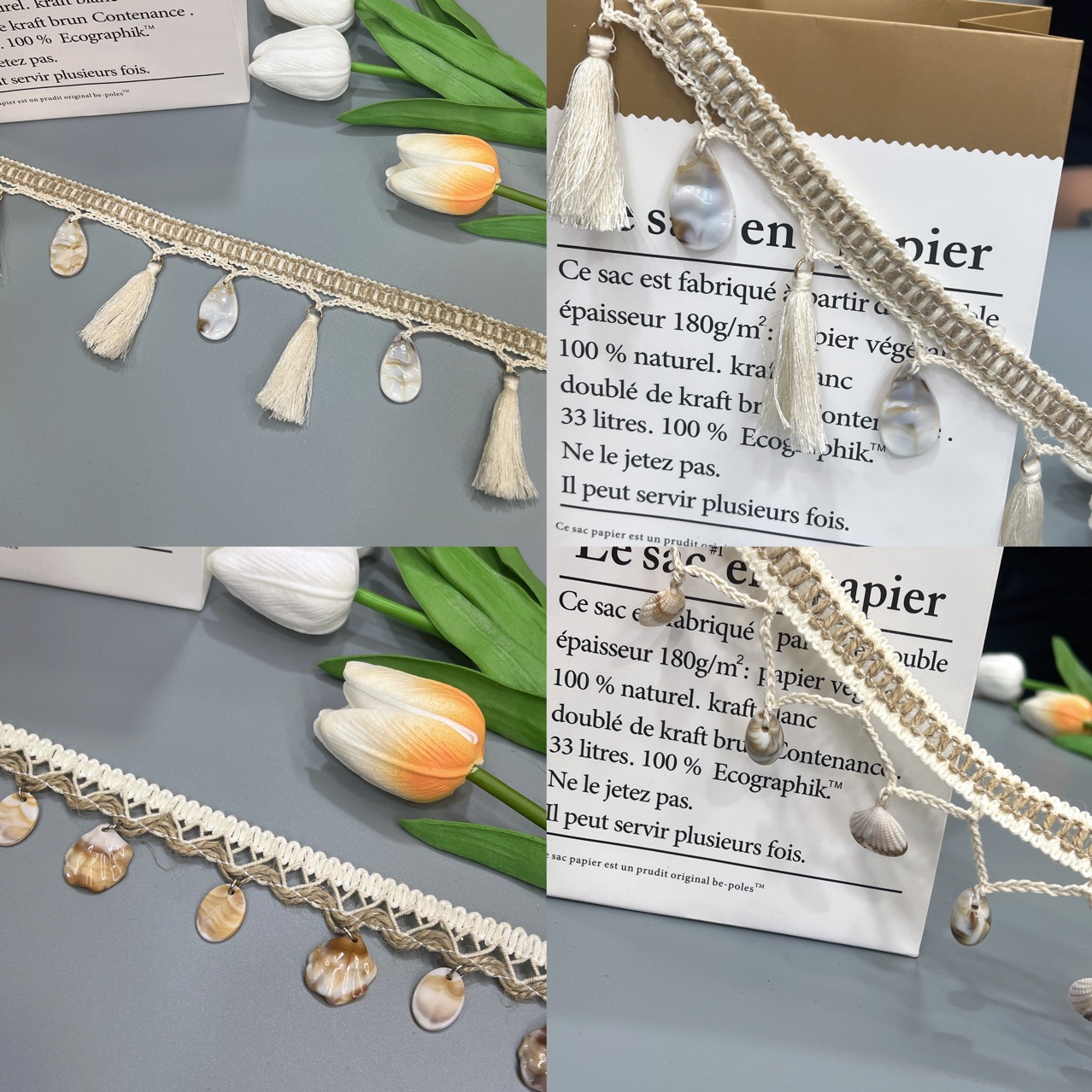 流苏排须纯手工缝制贝壳亮片钉珠花边帽子装饰边国风裙子服装辅料