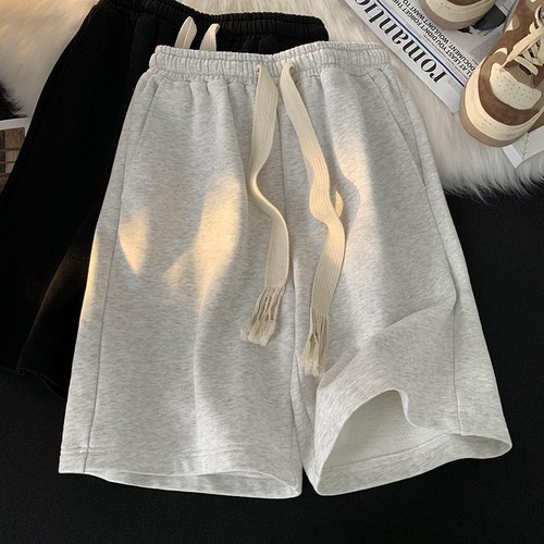 Pure Color Drawstring Sports Shorts for Men, Summer Versatile Fashion Loose Casual Youthful Energetic Five-Pocket Underwear