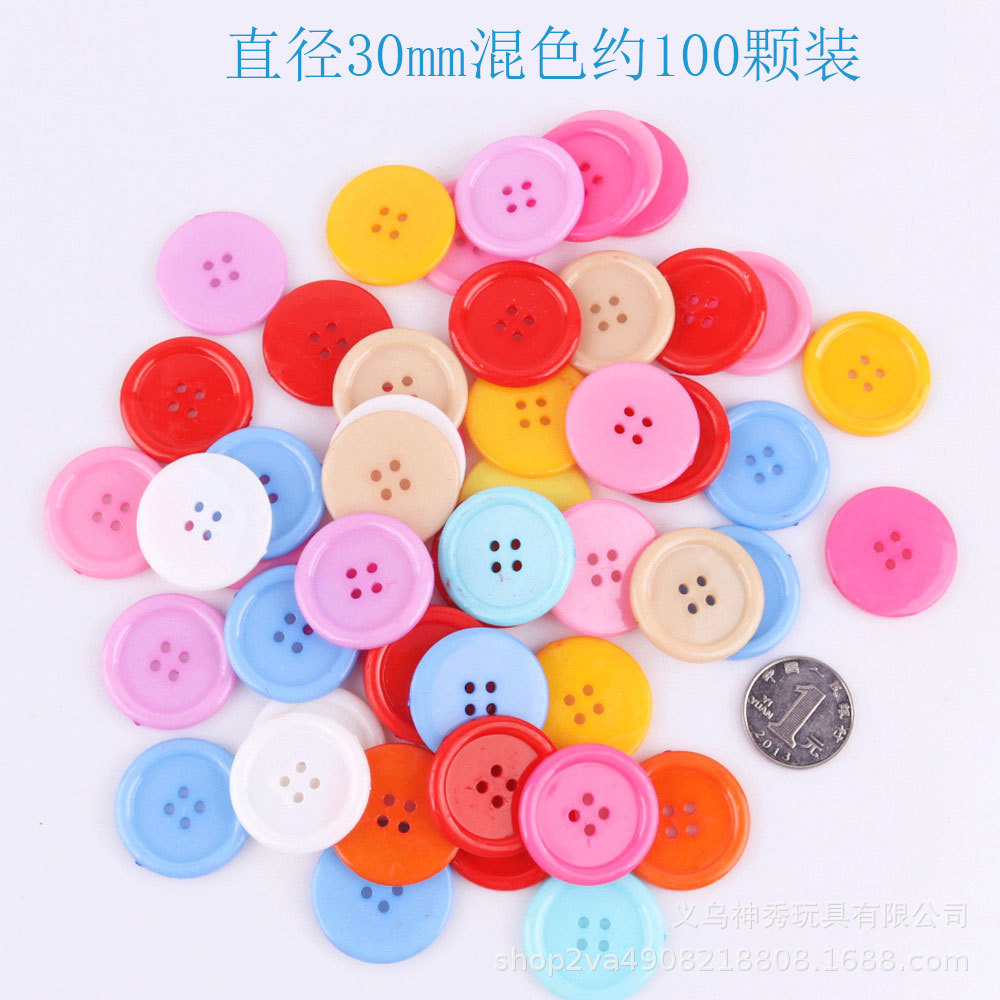 1 botón de color pintura hecha a mano material de bricolaje Paquete de color caramelo ropa redonda para niños botón material de Arte de jardín de infantes