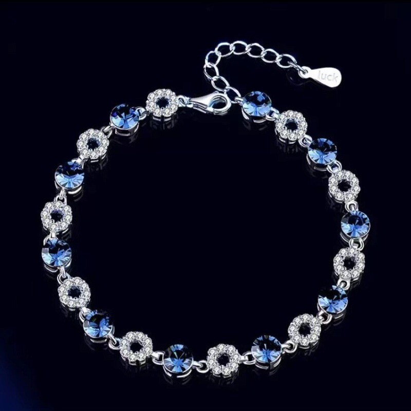S925 Sterling Silver Ocean Heart Bracelet for Women, Ins-Style Light Luxury Niche Exquisite Valentine's Day Gift Cross-Border Jewelry