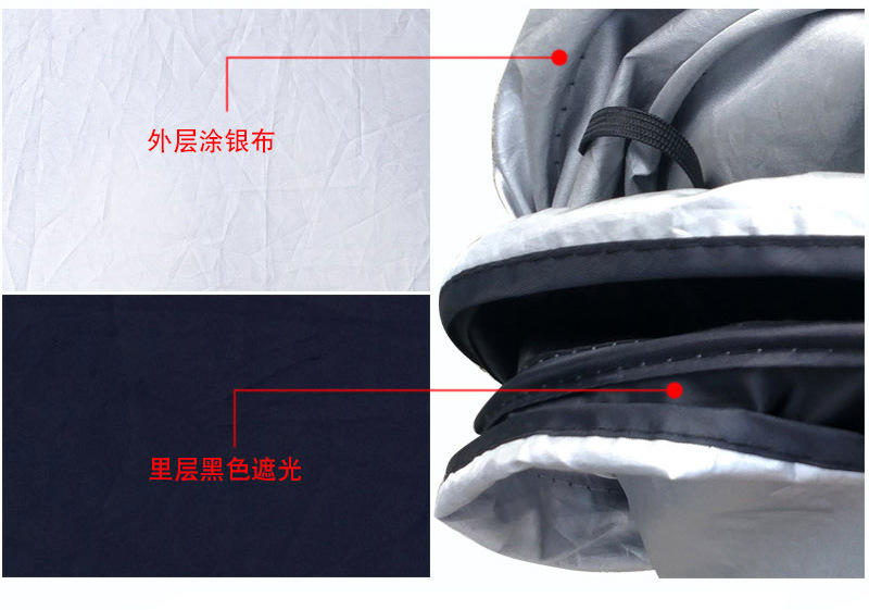 Car sunshade for summer sun protection, new double-ring silver-coated fabric sunshade for the front windshield, nylon sunshade umbrella for heat insulation and light blocking