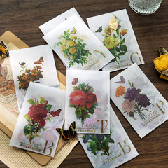 Yanji PET Sticker Pack – Elegent Bouquet Series: 40 Decorative Plant-themed Journaling Materials, Available in 8 Designs