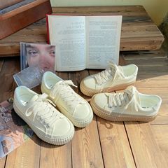 White Canvas Shoes for Women - Versatile Flat Sneakers, Spring Creamy Cookies, Fashionable for Spring and Summer