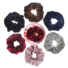 铎铃欧美流行经典抽条绒布艺发圈 灯芯绒大肠圈 条纹绒布头饰头绳