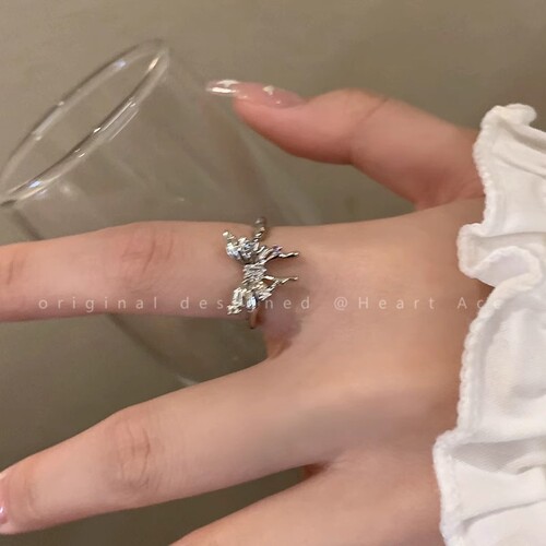 Irregular three-dimensional butterfly open ring women's niche design adjustable index finger ring cool style internet celebrity ring