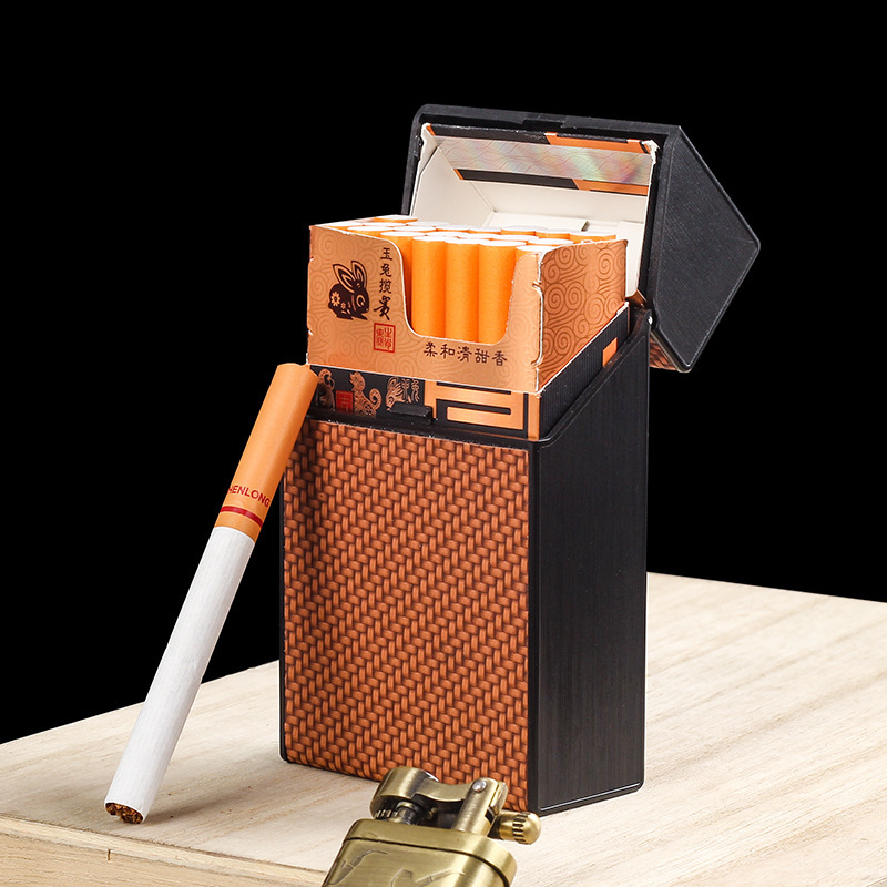 20 cajas de cigarrillos de plástico trenzado, caja de almacenamiento gruesa a prueba de humedad, caja de almacenamiento personalizada creativa para hombres portátil
