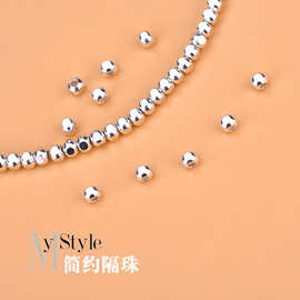 S925纯银 圆矩形隔珠散珠子 手工编织首饰diy配件材料