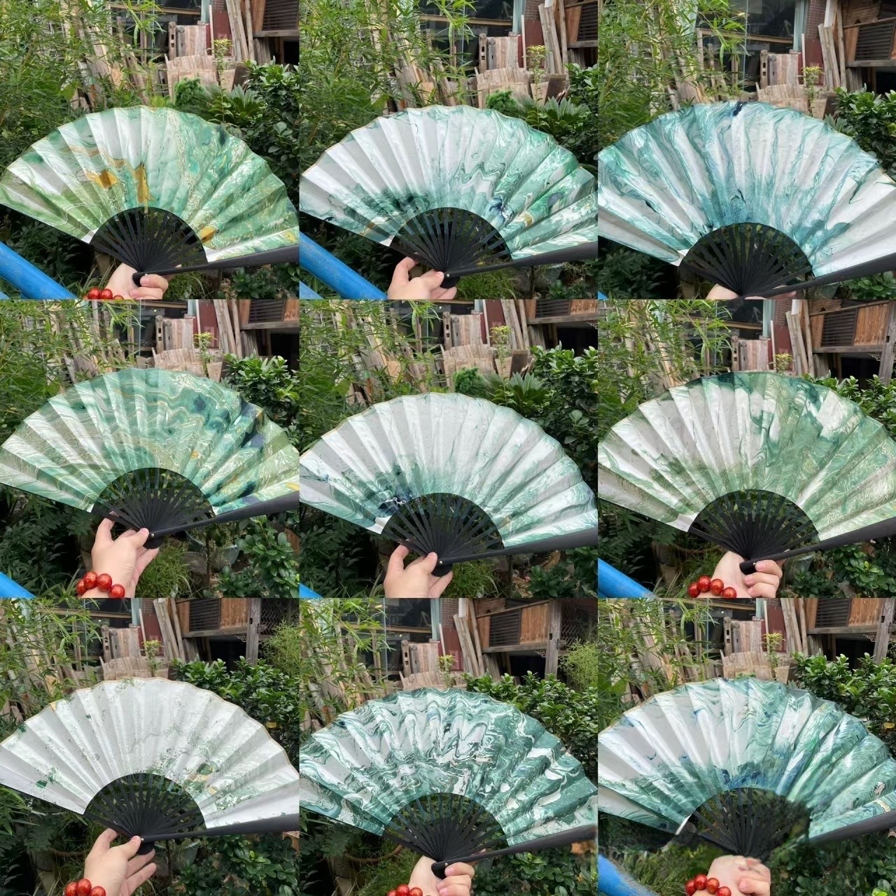 Abanico plegable de pintura y caligrafía pintado a mano de bambú de 10 pulgadas Abanico plegable de pintura y caligrafía en blanco de doble cara Abanico especial de creación de bricolaje Abanico plegable de tela de seda clásica