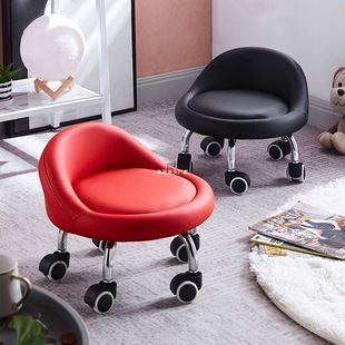 Mobile Wheeled Small Stool, Floor Wiping Stool, Children's Toddler Rotating Pulley Low Stool, Universal Wheel Pedicure and Seam Round Bench