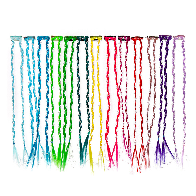 bb clip de moda perla pequeña trenza china rojo dulce cool grupo de mujeres viento picante teñido pelucas
