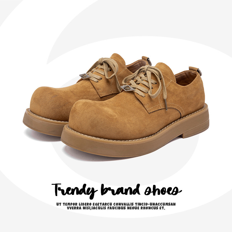 Big Head Derby Shoes Men's Shoes 2025 New Height Increasing Low-top Workwear Shoes Platform Retro Casual Leather Shoes Men's 288288