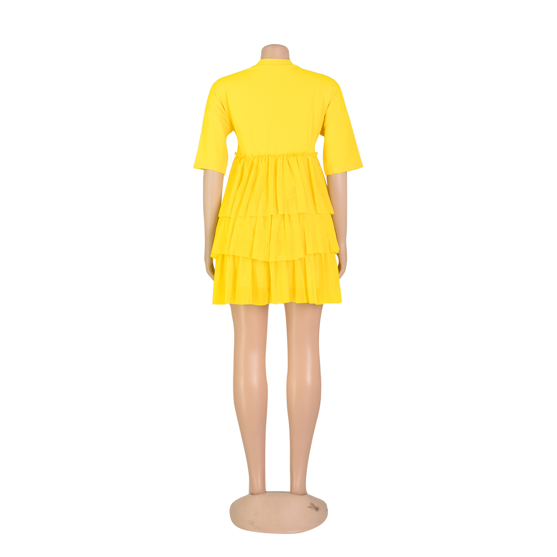 Women Clothing Printed Tiered Dress Mesh Dress T shirt Dress Summer