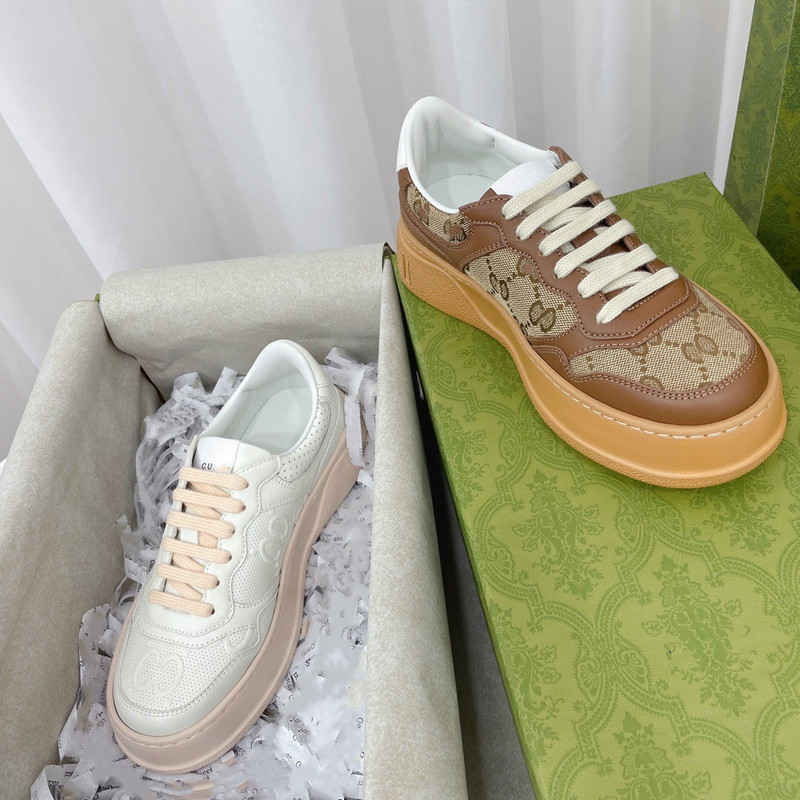High Version G Home White Shoes Increased Thick Bottom Lace-up Casual Vintage sneaker Couple's Old Flower Biscuit Sneakers for Women