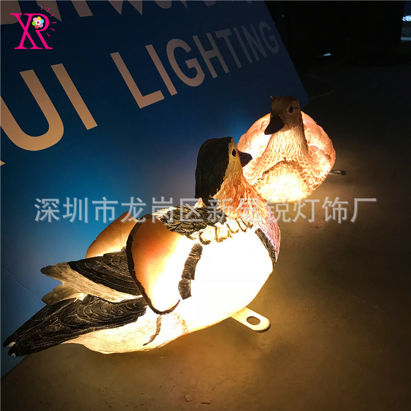 网红爆款 树脂玻璃钢产品LED鸳鸯鸟类造型灯热销中 欢迎抢购