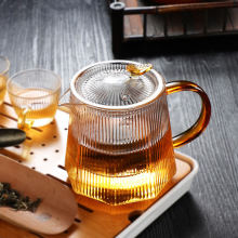 家用茶水分离竖纹茶壶电陶炉煮花茶具套装玻璃泡茶壶过滤八角壶
