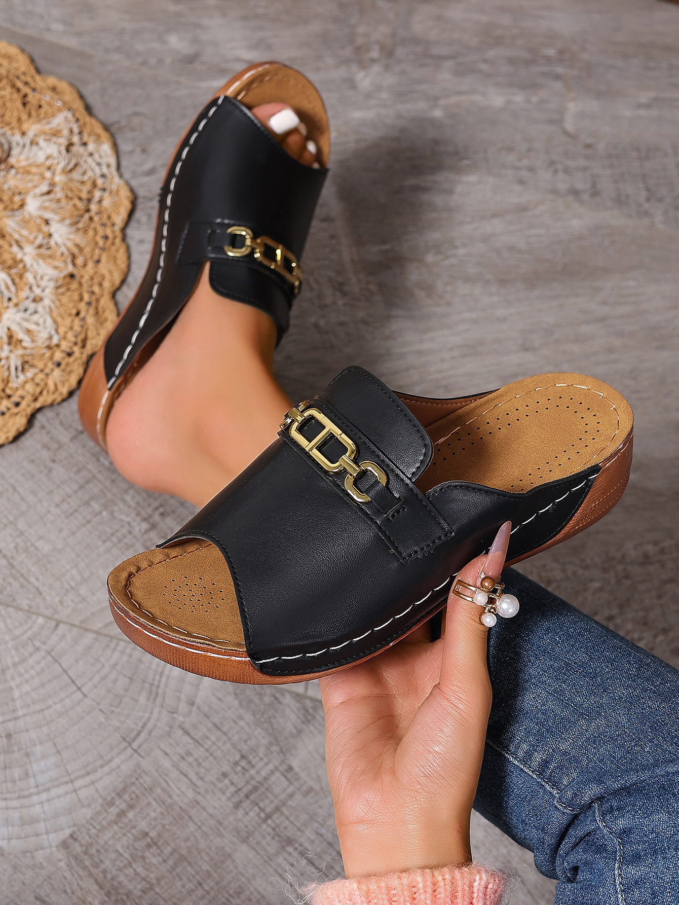 Women's Platform Wedge Sandals Open Toe Beach Slip On Slippers_voghion.com