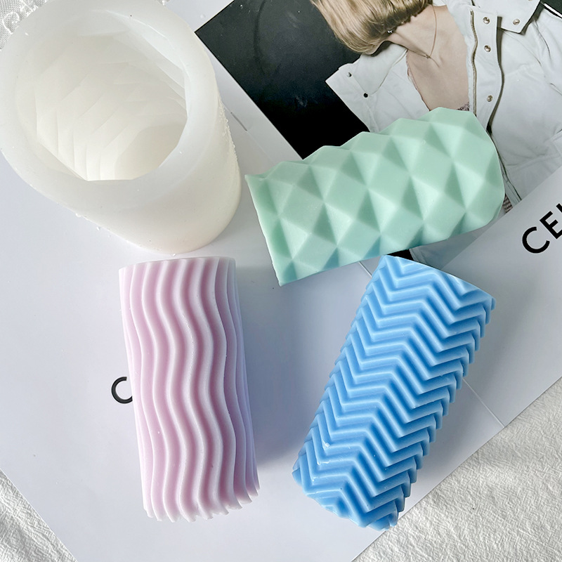 Creativo exótico vela cilíndrica molde de cera de soja pico blanco cera parafina aromaterapia silicona al por mayor
